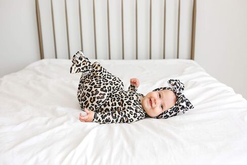 Posh Peanut Infant Gown - Unisex Soft Baby Clothes - Viscose from Bamboo Infant Layette Swaddle Wear- 0-3 Months (Enzo Knotted) in Saudi Arabia