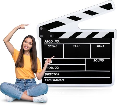 Yookeer 42" Movie Night Clapboard Cardboard Cutout Stand-up Life Size Movie Premiere Party Decoration Director Action Scene Clapper Backdrop Photo Prop for Film Theater Theme Party Event Theater Decor in Kuwait