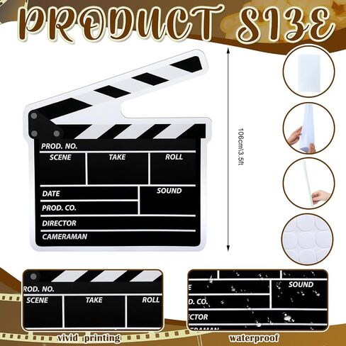 Yookeer 42" Movie Night Clapboard Cardboard Cutout Stand-up Life Size Movie Premiere Party Decoration Director Action Scene Clapper Backdrop Photo Prop for Film Theater Theme Party Event Theater Decor in Kuwait