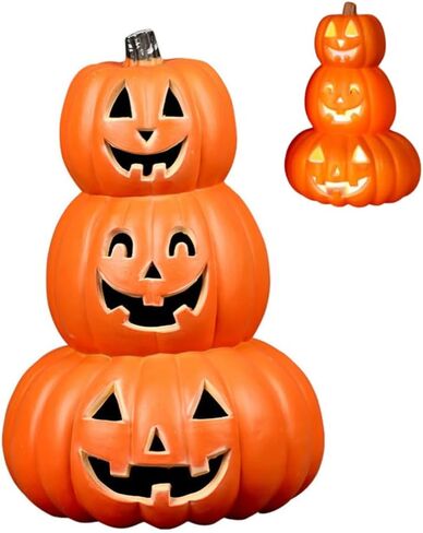 1PC Halloween Pumpkin Jack-o-Lantern Light Up Pumpkins with Unique 3 Tiers Design Pumpkin Skull Lamp -Not Include The Battery Halloween Decor for Indoor Outdoor in Kuwait