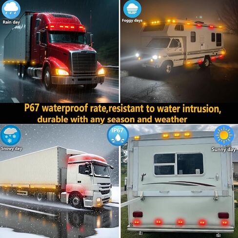 10Pcs 4'' Red Trailer Side Marker Lights Double Bullseye Strobe+High/Low Lighting Warning Brake Tail Running RV Taillight 4x2 Tiger Eye 12V Rectangle Clearance Light for Camper,Trucks,Boat in Saudi Arabia
