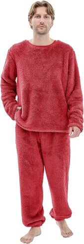 مجموعة بيجامات Fleece Mens ، مجموعات PJs الكبار الكبار والطويل القامة مع قمم وأسفلات غامضة دافئة ناعمة الشتاء ملابس الشتاء in Kuwait