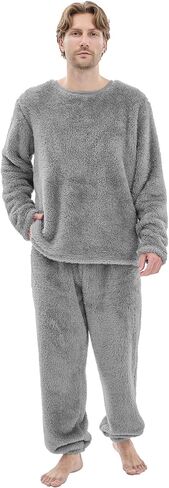 مجموعة بيجامات Fleece Mens ، مجموعات PJs الكبار الكبار والطويل القامة مع قمم وأسفلات غامضة دافئة ناعمة الشتاء ملابس الشتاء in Kuwait
