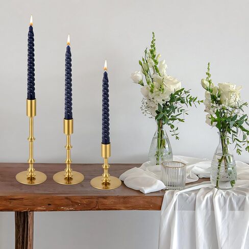 Candlestick Holders for Taper Candles, Brushed Brass Gold Candle Stick Holders Decor, Taper Candle Holder Set for Table Mantel Wedding Dinning Anniversary in Saudi Arabia