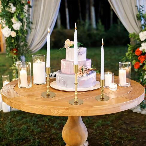 Candlestick Holders for Taper Candles, Brushed Brass Gold Candle Stick Holders Decor, Taper Candle Holder Set for Table Mantel Wedding Dinning Anniversary in Saudi Arabia