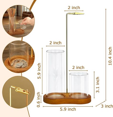 2 in 1 Incense Holder for Sticks, Dual-Purpose Incense Holder with Glass Ash Catcher, Anti-Ash Flying Burner and Organizer, Meditation Yoga Spa Home Decor for Sticks Cones(Wood, Dark Brown) in Saudi Arabia