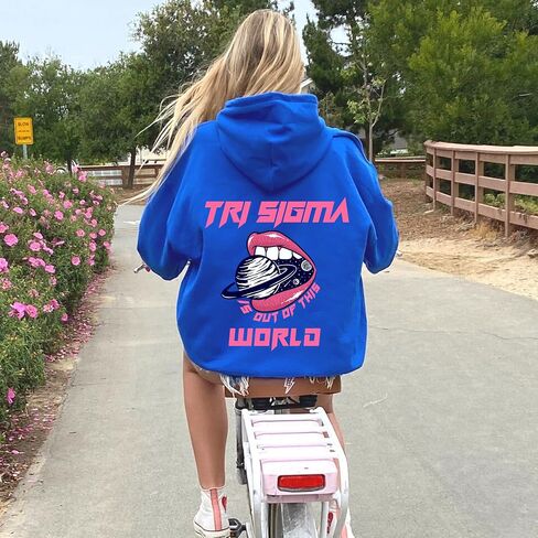 Go Greek Chic Out of This World Hoodie - Blue Hooded Sweatshirt Sorority Merch for Women, Licensed Greek Apparel in Saudi Arabia