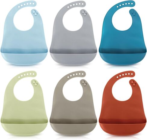 Mepase 12 Pcs Silicone Bibs Waterproof Silicone Baby Bibs Soft Adjustable Baby Feeding Bib Unisex Baby Eating Supplies(Fresh Color) in Saudi Arabia
