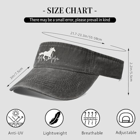 Women's Horse Heartbeat Sun Visor Hats Women Men, Protection Adjustable Baseball Cap for Beach Golf Running Tennis in Saudi Arabia