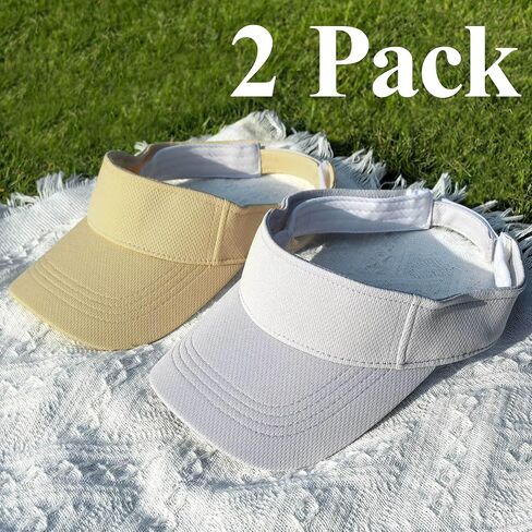 2 حزمة القبعات الرياضية القبعات النساء القابل للتعديل في الهواء الطلق Sun Visor Golf Beach Travel Cap Cap in Kuwait