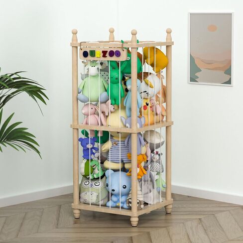 Stuffed Animal Zoo Stuffed Animal Storage Wood Soft Toy Shelf Nursery Room Organizer Zoo Cage for Stuffed Animals with Zoo Pattern Gift for Nursery PlayRoom Bedroom KidRoom Chirstmas Gift in Saudi Arabia