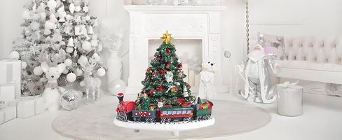 شجرة عيد الميلاد الموسيقية Lighthead مع Santa Santa Sleigh & Reindeer - تلعب ألحان العطلات الكلاسيكية - زخرفة مربع موسيقى polyresin in Saudi Arabia