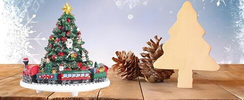 شجرة عيد الميلاد الموسيقية Lighthead مع Santa Santa Sleigh & Reindeer - تلعب ألحان العطلات الكلاسيكية - زخرفة مربع موسيقى polyresin in Saudi Arabia