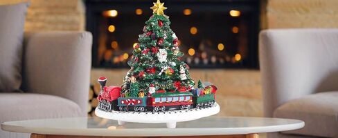 شجرة عيد الميلاد الموسيقية Lighthead مع Santa Santa Sleigh & Reindeer - تلعب ألحان العطلات الكلاسيكية - زخرفة مربع موسيقى polyresin in Saudi Arabia