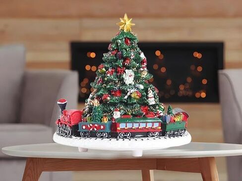 شجرة عيد الميلاد الموسيقية Lighthead مع Santa Santa Sleigh & Reindeer - تلعب ألحان العطلات الكلاسيكية - زخرفة مربع موسيقى polyresin in Saudi Arabia
