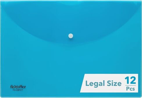 Legal Size Plastic Envelopes with Snap Closure - 12 PCs, 6 Assorted Colors- FLEXOFFICE - for US Letter A4 Legal Size Poly Filling Envelope Clear File Folder for School Home Work Office in Saudi Arabia