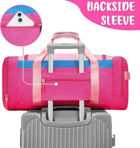 Woomada Kids Travel Duffle Bag مع مقصورة الأحذية والجيب الرطب المثالي للمدرسة والرياضة والرحلات بين عشية وضحاها (وردي) in Kuwait
