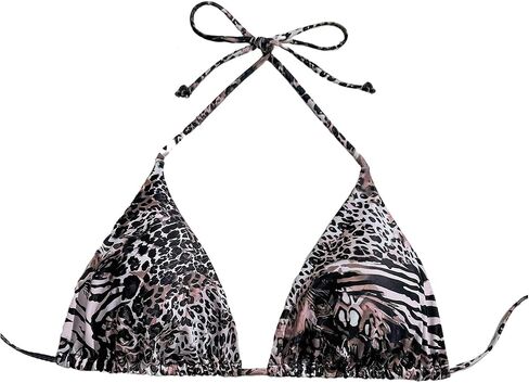WDIRARA Women's Plus Size Leopard Print Bikini Tops Halter Triangle Bathing Suit Top in Saudi Arabia