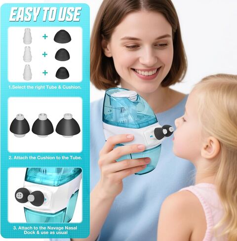 3 Pairs Nose Pillows Compatible with Navage Nasal Care - High Grade Silicone Nose Buds Sinus Pillows Compatible with Navage Nasal Irrigation System (Small, Standard, Extra Large) in Blue & White in Saudi Arabia