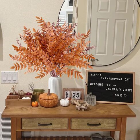 SGGVECSY 4 حزمة الخريف الاصطناعي الخضراء الجذعية الخريف الزهور الزهور الخريف نبات فو النباتات الحرير شجيرات الشجيرات السقوط شجيرات السقوط الجذعية للداخلية في الهواء الطلق مركزية مركزية الشكر الزخرفة （البرتقال） in Kuwait