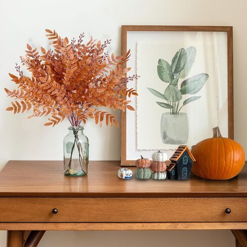 SGGVECSY 4 حزمة الخريف الاصطناعي الخضراء الجذعية الخريف الزهور الزهور الخريف نبات فو النباتات الحرير شجيرات الشجيرات السقوط شجيرات السقوط الجذعية للداخلية في الهواء الطلق مركزية مركزية الشكر الزخرفة （البرتقال） in Kuwait