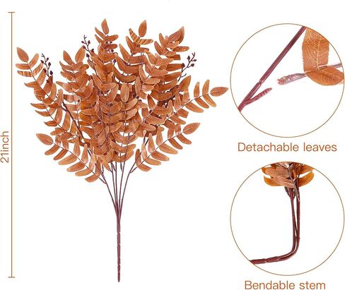 SGGVECSY 4 حزمة الخريف الاصطناعي الخضراء الجذعية الخريف الزهور الزهور الخريف نبات فو النباتات الحرير شجيرات الشجيرات السقوط شجيرات السقوط الجذعية للداخلية في الهواء الطلق مركزية مركزية الشكر الزخرفة （البرتقال） in Kuwait