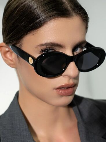 Tya Retro Oval Sunglasses for Women 90s Round Chic UV400 Protection 2025 Crunky Chicen Frame Classes in Kuwait
