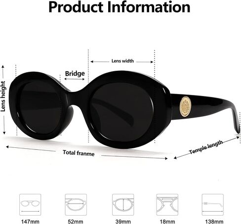 Tya Retro Oval Sunglasses for Women 90s Round Chic UV400 Protection 2025 Crunky Chicen Frame Classes in Kuwait