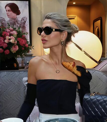 Tya Retro Oval Sunglasses for Women 90s Round Chic UV400 Protection 2025 Crunky Chicen Frame Classes in Kuwait