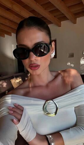 Tya Retro Oval Sunglasses for Women 90s Round Chic UV400 Protection 2025 Crunky Chicen Frame Classes in Kuwait