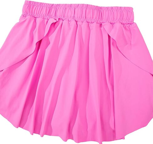 Women's High-Waist Tennis Skirt with Built-in Shorts – Asymmetrical Pleated Ruffle, Golf & Athletic, Drawstring Bow in Saudi Arabia