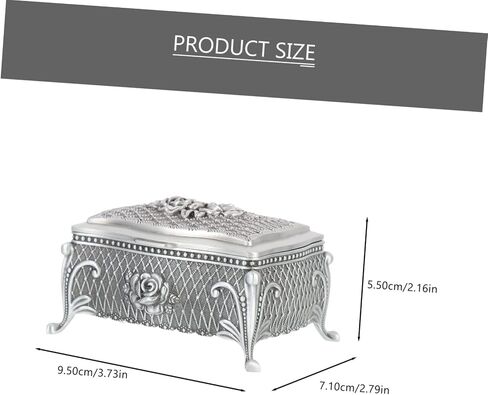 Luxshiny الزنك سبيكة تخزين المجوهرات مربع روز الإغاثة تصميم رجعية حلية منظم لأقراط قلادات وأساور للتعبئة واستخدام المنزل in Kuwait