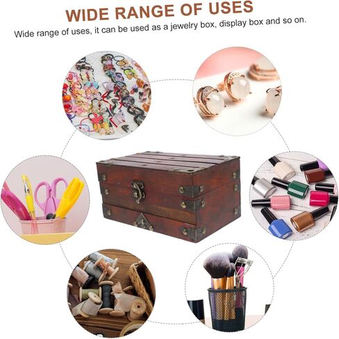 VICASKY Retro Wooden Jewelry Storage Box Vintage Treasure Chest for Girls Decorative Organizer Lock in Saudi Arabia