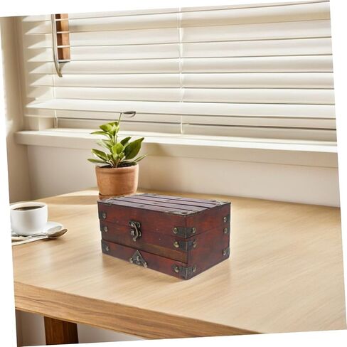 VICASKY Retro Wooden Jewelry Storage Box Vintage Treasure Chest for Girls Decorative Organizer Lock in Saudi Arabia