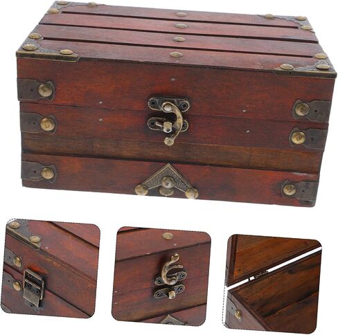 VICASKY Retro Wooden Jewelry Storage Box Vintage Treasure Chest for Girls Decorative Organizer Lock in Saudi Arabia