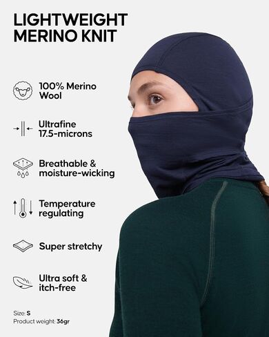 التحمل الدنماركي 100 ٪ Merino Wool Balaclava ، Snood خفيفة الوزن للطقس البارد ، للرجال والنساء ، للجنسين in Saudi Arabia