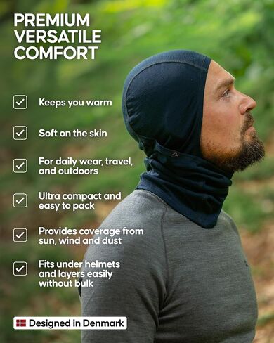 التحمل الدنماركي 100 ٪ Merino Wool Balaclava ، Snood خفيفة الوزن للطقس البارد ، للرجال والنساء ، للجنسين in Saudi Arabia