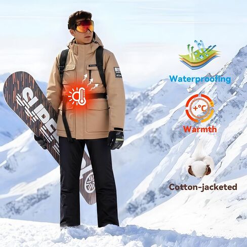 Men's Ski Jacket and Pants Set,Snow Suits for Men Waterproof Windproof,Winter Outdoor Ski Suit for Mountain/Snowboarding in Saudi Arabia