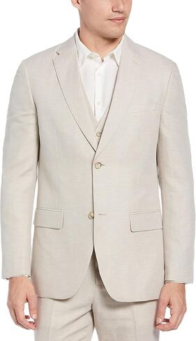 Perry Ellis Men's Linen-Blend Suit Jacket, Breathable Single Breasted Blazer, Regular Fit, with Chest Pocket (Sizes 36-54) in Saudi Arabia