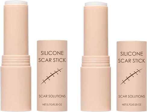 Silicone Scar Stick, 60% Silicone Scar Solutions for Face and Body, Gentle on All Skin Types Easy-to-Use Stick Design, Manual Massage Applicator for Face and Body (2PCS) in Saudi Arabia