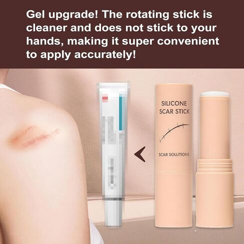 Silicone Scar Stick, 60% Silicone Scar Solutions for Face and Body, Gentle on All Skin Types Easy-to-Use Stick Design, Manual Massage Applicator for Face and Body (2PCS) in Saudi Arabia