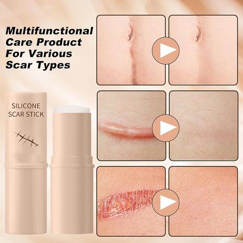 Silicone Scar Stick, 60% Silicone Scar Solutions for Face and Body, Gentle on All Skin Types Easy-to-Use Stick Design, Manual Massage Applicator for Face and Body (2PCS) in Saudi Arabia