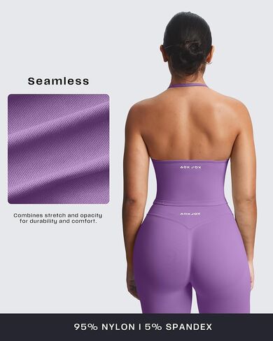 Aoxjox Workout Seamless Sleeveless for Women Adjustable Halter Impact Longline Strappy Top Gym Yoga Crop Tanks in Saudi Arabia
