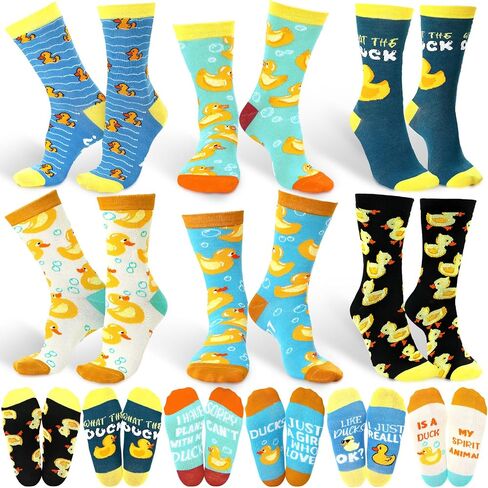 6 Pairs Yellow Duck Socks Gifts for Women Men Duck Lovers Christmas Socks Stuffer Gift Idea for Animal Lover in Saudi Arabia