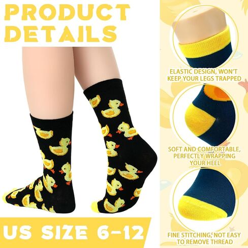 6 Pairs Yellow Duck Socks Gifts for Women Men Duck Lovers Christmas Socks Stuffer Gift Idea for Animal Lover in Saudi Arabia
