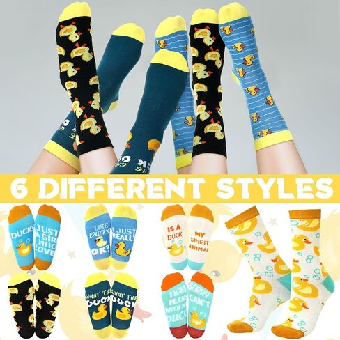 6 Pairs Yellow Duck Socks Gifts for Women Men Duck Lovers Christmas Socks Stuffer Gift Idea for Animal Lover in Saudi Arabia