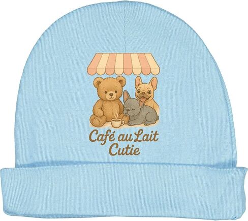 inktastic Cafe Au Lait Cutie Teddy and Puppies Baby Beanie Hat in Saudi Arabia
