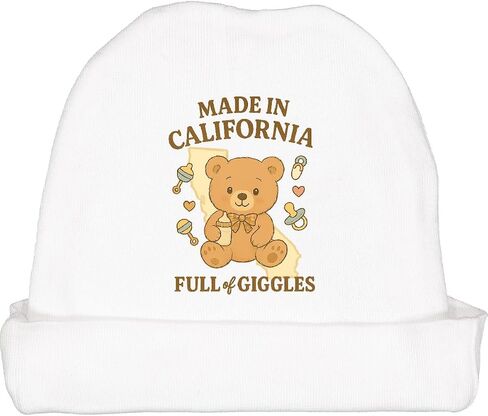 inktastic Made in California Full of Giggles Teddy Bear Baby Beanie Hat in Saudi Arabia