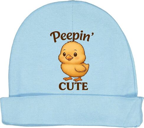 inktastic Peepin' Cute Adorable Chick with Cheeks Baby Beanie Hat in Saudi Arabia