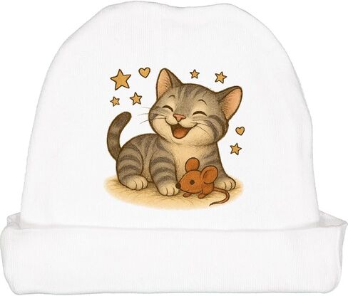 inktastic Adorable Kitten Playing with Toy Mouse and Stars Baby Beanie Hat in Saudi Arabia